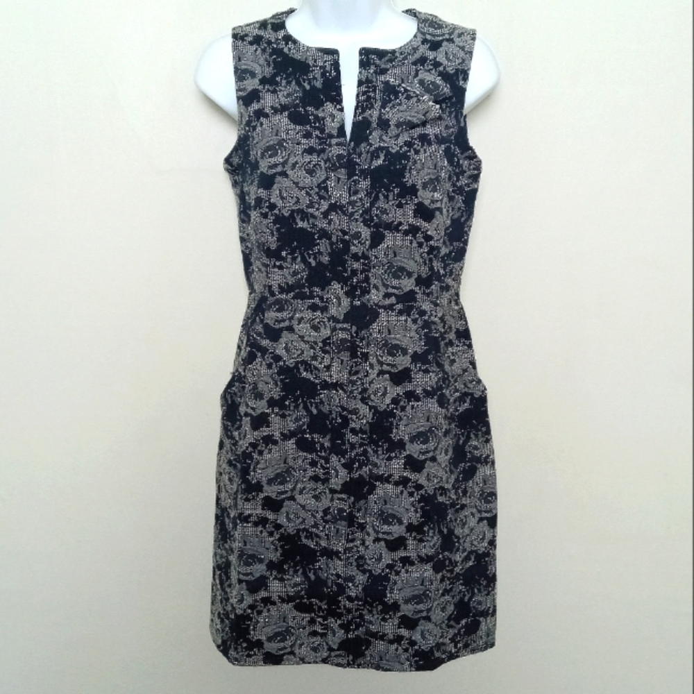 Nine West Blue Floral Tweed Sheath Dress Size 4P